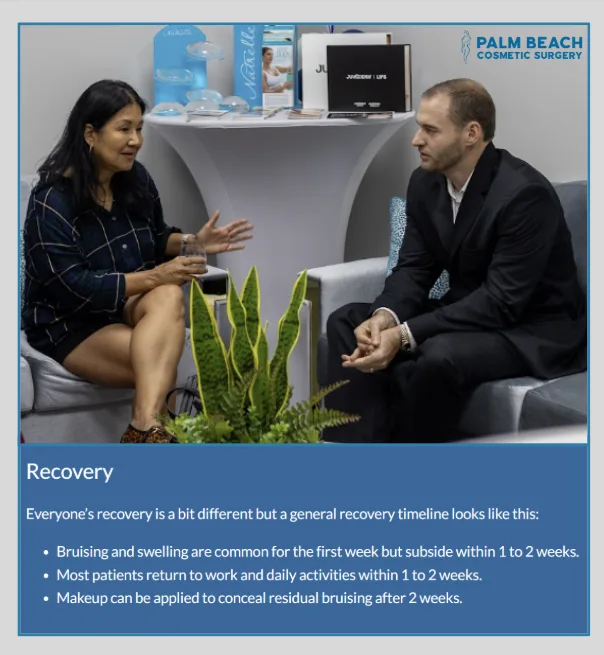 What does recovery from lower eyelid surgery look like?