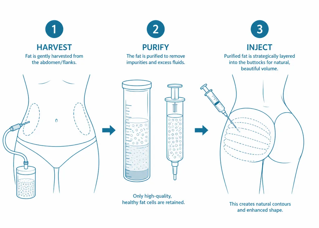 What happens during each step of a BBL fat transfer?