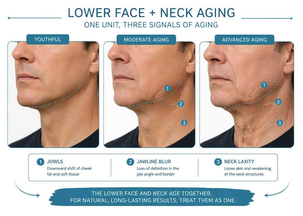 Why do surgeons recommend combining a neck lift with other lower-face procedures?